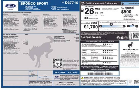 FORD BRONCO SPORT 2023 3FMCR9B66PRD37710 image